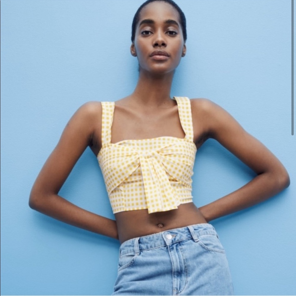 Zara Yellow Gingham Crop Top